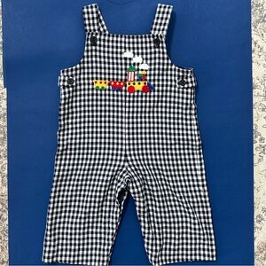 Florence Eiseman Navy and White Gingham Overalls